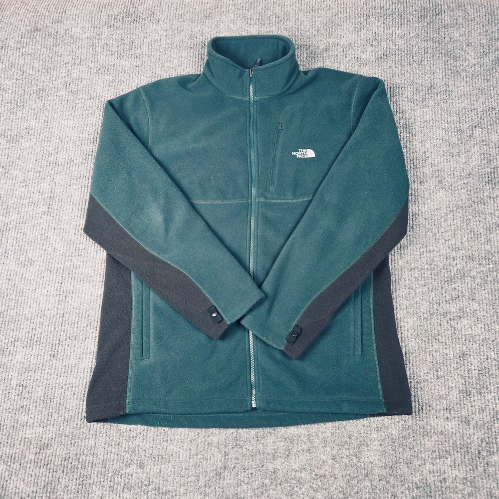 The North Face Fleece Jacket Men's X-Large Green‎ Black Full Zip Mens XL